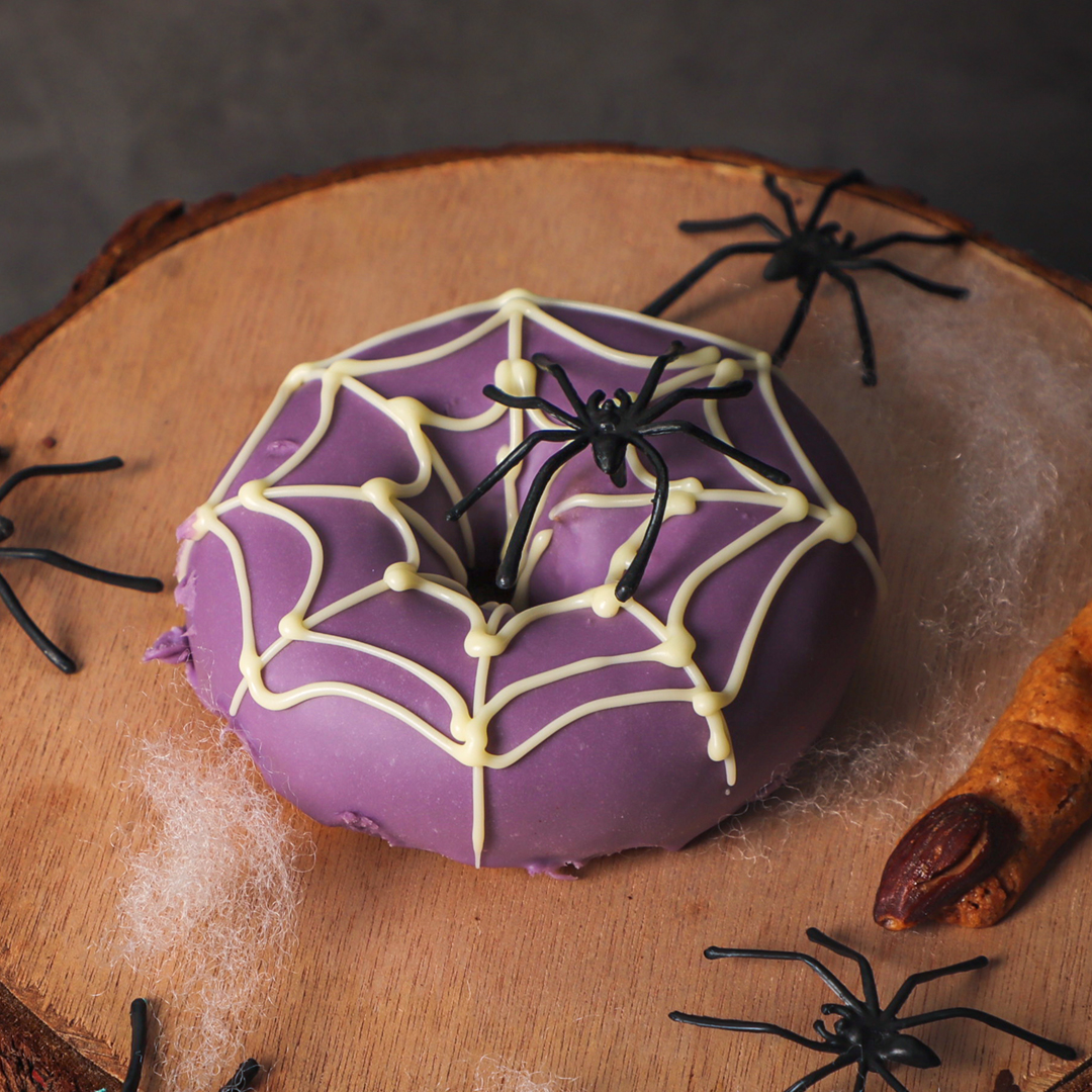 Spider Web Ube Mochi Donuts