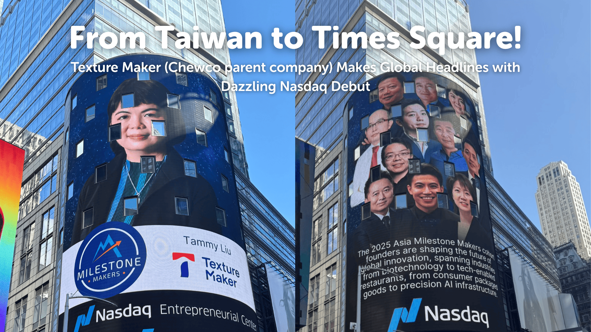 From Taiwan to Times Square! Texture Maker (Chewco’s parent company) Makes Global Headlines with Dazzling Nasdaq Debut