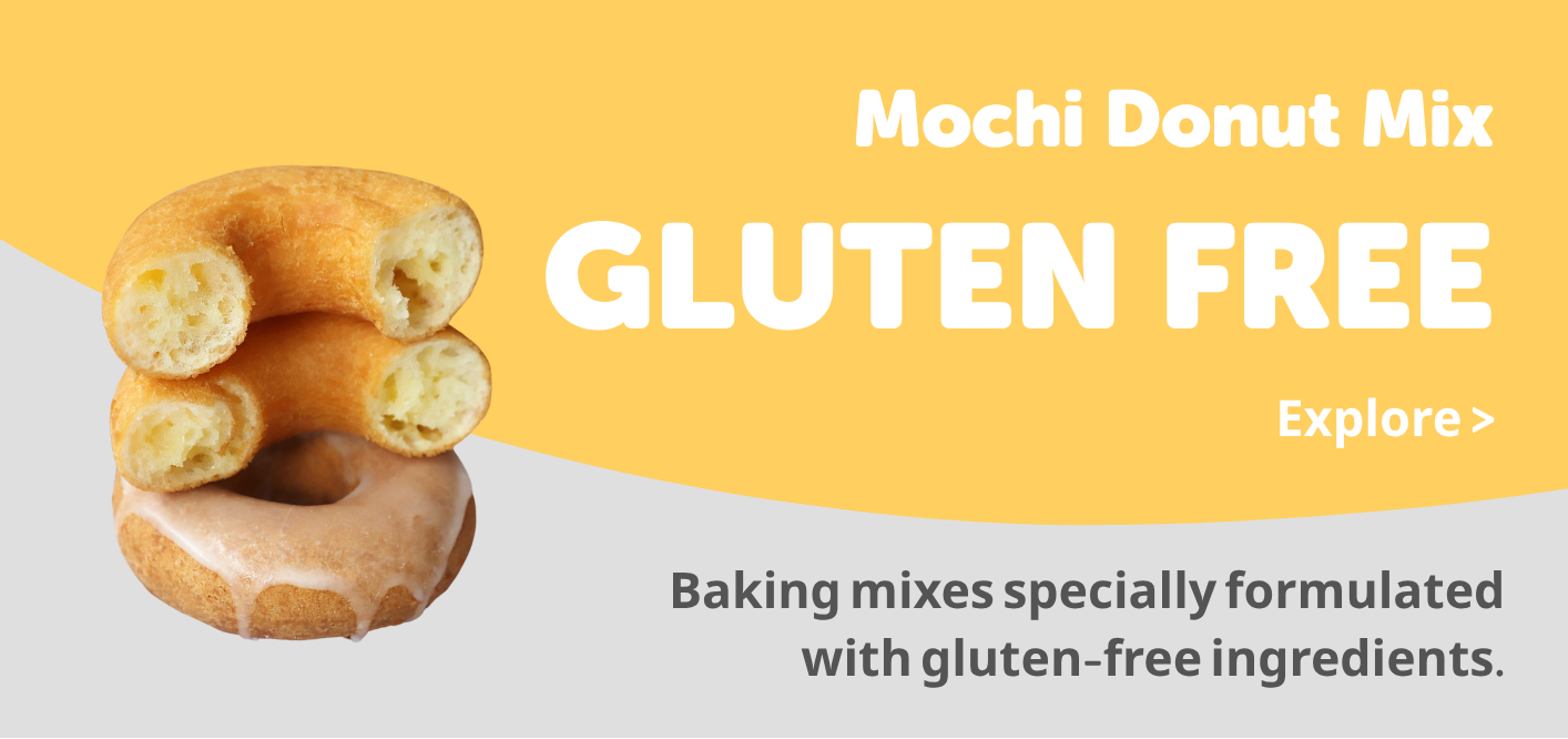 Gluten Free Mochi Donuts Mix: Baking mixes specially formulated with gluten-free ingredients.