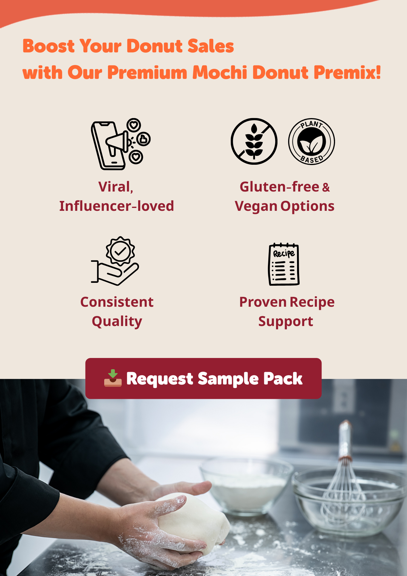Boost Your Sales with Our Premium Mochi Donut Premix: Customizable Flavor, Gluten free and Vegan Mochi Donuts Available, Proven Recipe Support, Available in bulk order